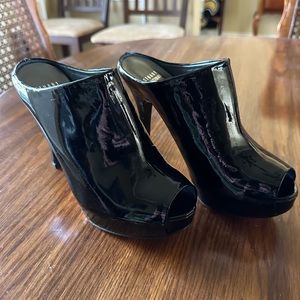 Stuart Weitzman Black Patent Mules